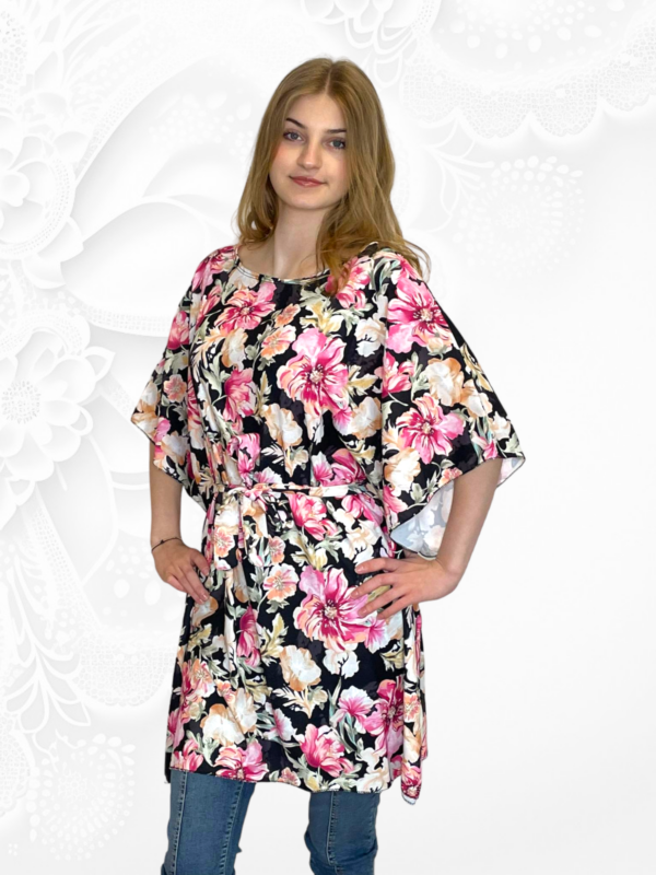 TU.500-Musta kukkakuvioinen tunika "Italy Moda" - Image 3