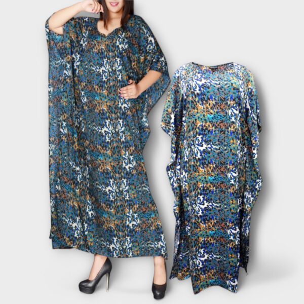 KL.302- Leopardinkuviollinen kaftaanimekko  "Eaonplus"