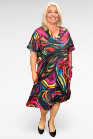 KL.609-  Värikäs mekko taskuilla "Lilybet"