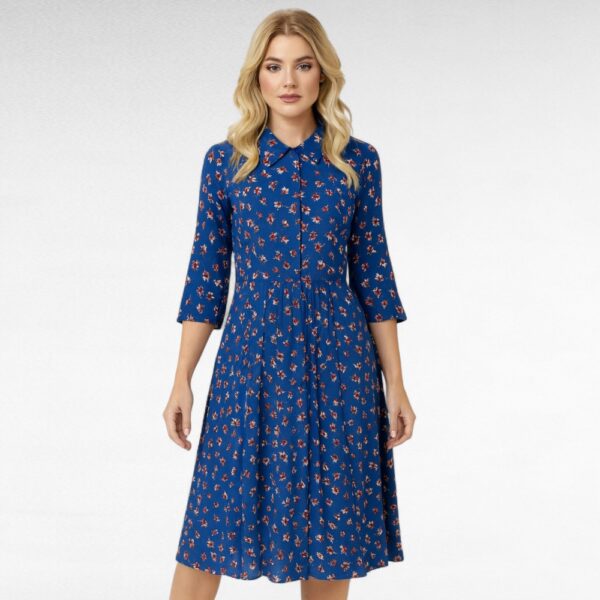 KL.600-Sininen mekko kukkakuosilla "Woman Within"