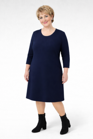 KL.514- Tummasininen klassinen  mekko "Lonni"