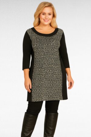 TU.671-Mustavalkoinen kuviollinen tunika "Aina"