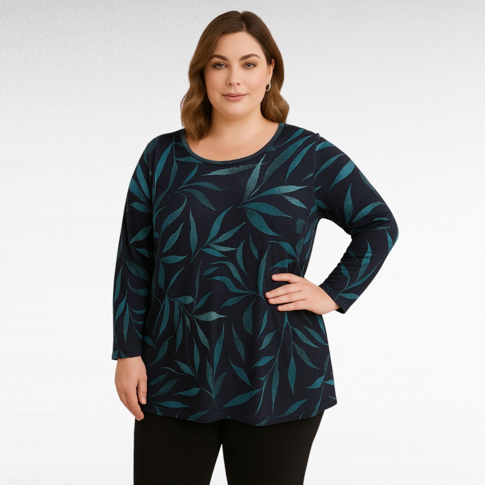 PL.643-Lehtikuvioinen pehmeä pusero "Dunauone" - Image 3