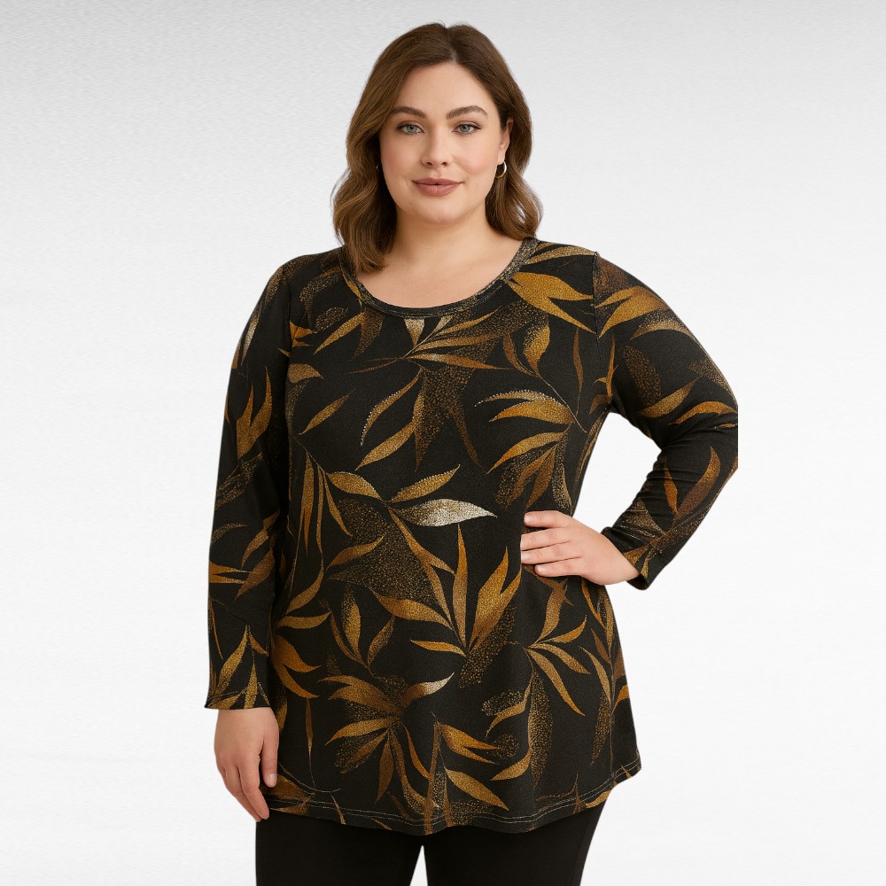 PL.643-Lehtikuvioinen pehmeä pusero "Dunauone" - Image 2