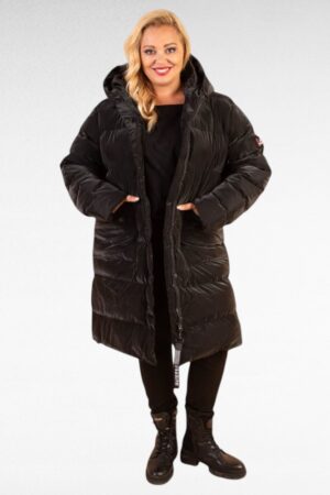 JO.044-Musta syystalvikauden pidempi takki  "Zentex"