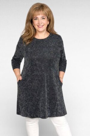 KL.333 - Musta  kimalteleva mekko taskuilla "Sabex"