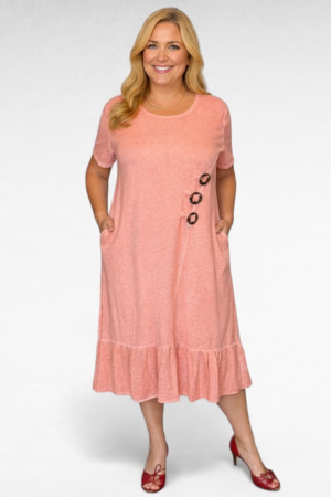 TU.672-Puuvilla- pellavamateriaalista mekko "Ello".