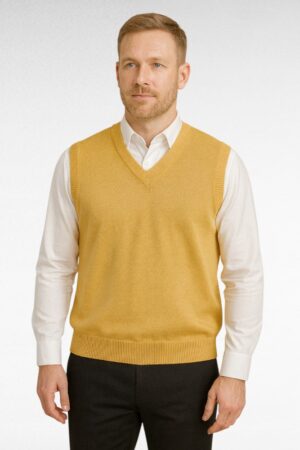 KU.619- Sinappikeltainen neuleliivi "Mr. Martens" miehille