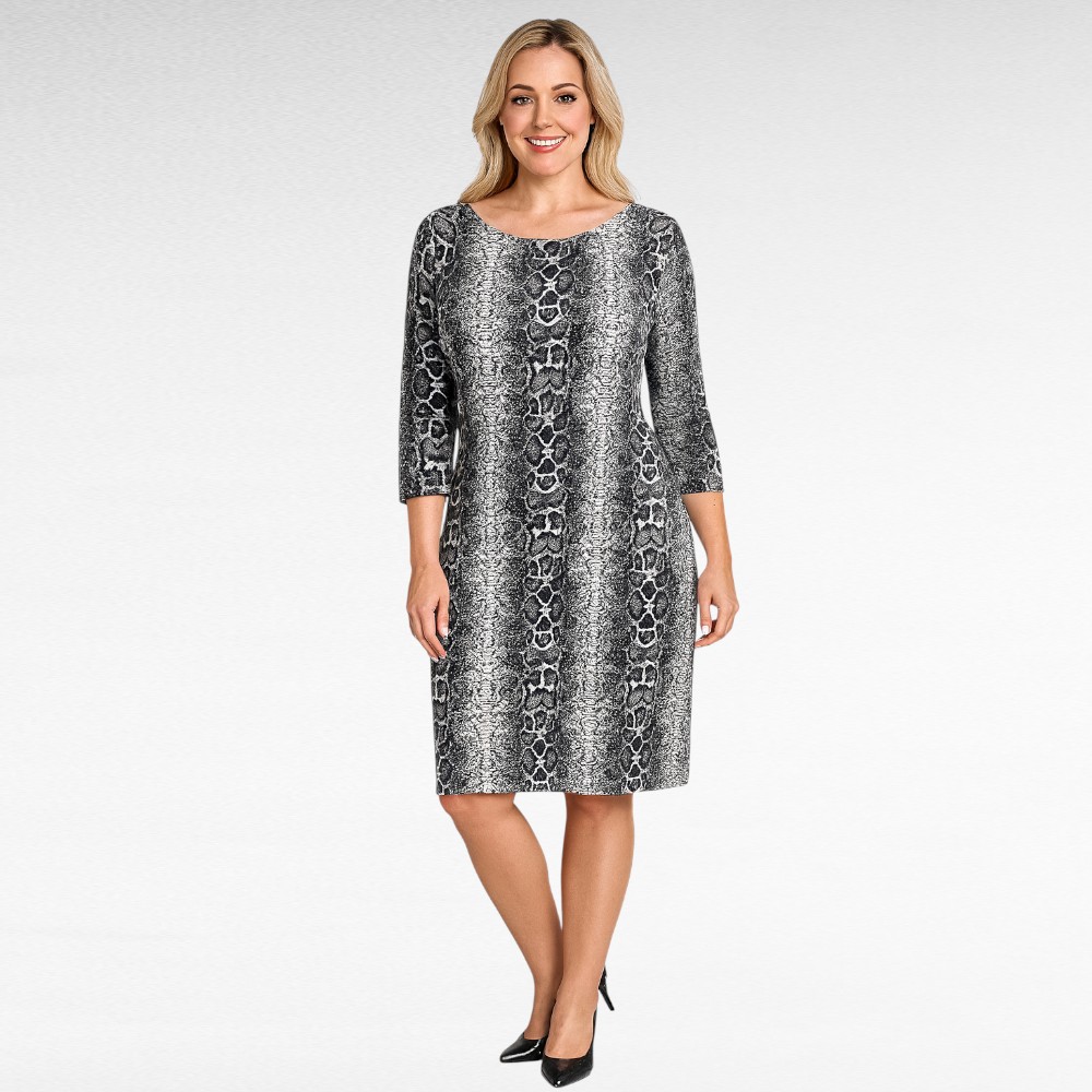 KL.611-Musta- harmaa mekko käärmekuosilla