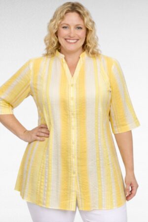 PL.209- Keltaraidallinen puuvillapaita"Roamans", extra plus koko