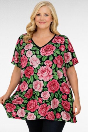 TU.651-Viskoositunika ruusukuviolla"Esmira Fashion"