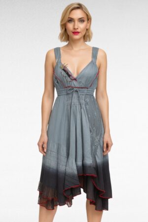 KL.612-Harmaa hihaton boho-mekko "Joe Browns"