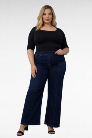 PY.551-Siniset  leveälahkeiset stretch-farkut "Serra"