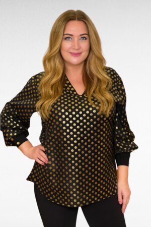 TU.680- Juhlava musta-kultakuvioinen Pusero "Kaira"