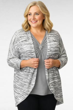 JA.712-Kimonohihainen harmaa puuvillskardigaani "Bigmry"