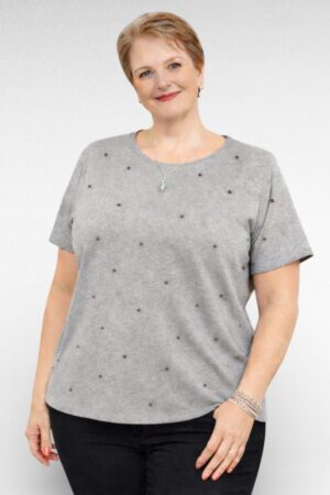 PL.414-Harmaa pusero helmillä "Kiabi"