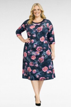 KL.642-Tumma mekko ruusukuviolla "Laivi"