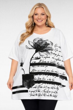 Puuvillatunika kukkakuviolla ja tekstiriveillä "Seraj"(TU.616)