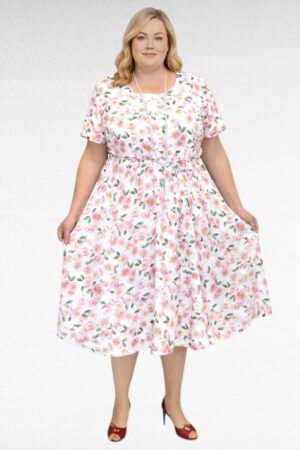 Kermavalkoinen villiruusumekko "Evans"(KL.468)