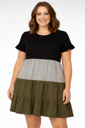 Musta-harmaa-khakivärinen mekko "Bezuar"(KL.665)