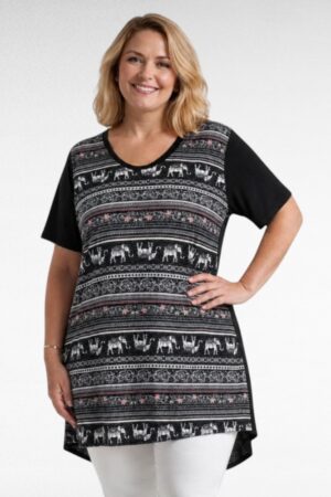 Raidallinen norsukuvioinen tunika "Ivans"(TU.038)