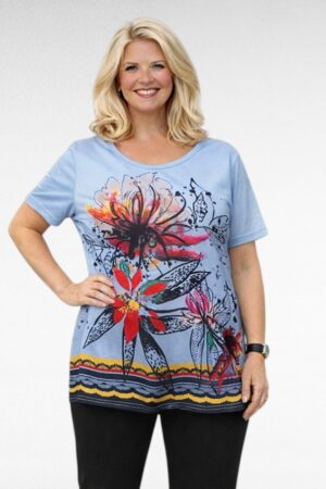 Vaaleasinine tunika kukkakuviolla(TU.711)