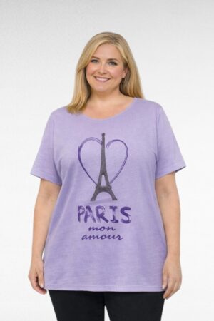 Sireeninvärinen T-paita Pariisi printilla"Janet&Joyce"(PL.675)