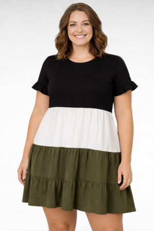 Musta-valkoinen -khakivärinen mekko/tunika "Bezuar"(KL.667)