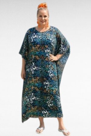 Leopardinkuviollinen  pluskoko kaftaanimekko  "Eaonplus"(KL.302)