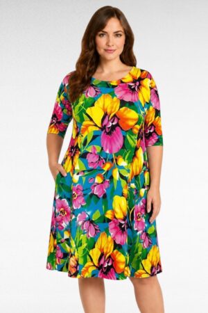 Kirjava mekko kukkakuosilla"Klaudia"(KL.538)