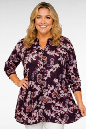 Paisley sävyissä pluskoko sifonkipaita "Jessica London"(PL.658)