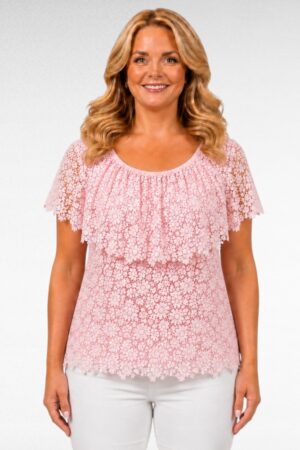 Vaaleapunainen pitsipusero "Whoo Fashion"(TU.726)