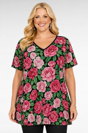 Viskoositunika ruusukuviolla"Esmira Fashion"(TU.651)