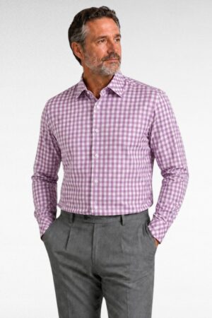 Ruudullinen pluskoko"MR.Martens" violetti kauluspaita(PL.693)